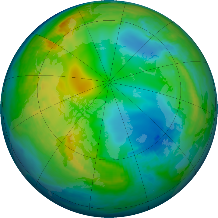 Arctic ozone map for 26 November 1989